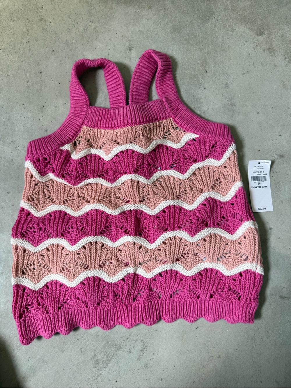 Old Navy Hot Pink, Light Pink & White Chevron Knit Tank